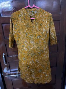 Mustard colour very beautiful short kurti