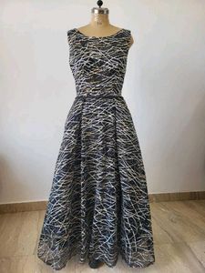 Elegant Black &amp; Silver Evening Gown