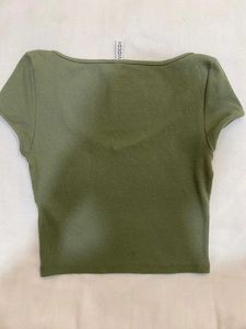 Olive Ribbed Crop Top
