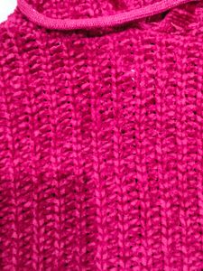 Red crop Knit Hoodie