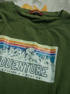 Olive Green 'Adventure' Graphic Tee