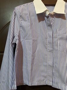 Blue Stripe Crop Shirt