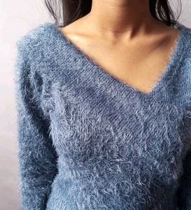 Fluffy Blue Sweater