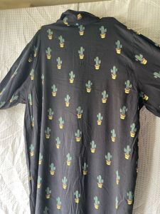 Cactus Print Black Shirt Dress 🤩– Breezy Style