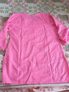 New Pink lucknawi chikankari Short Kurta