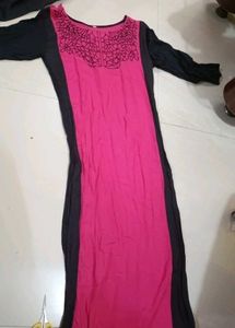 Pink & Black Long Sleeve Kurti XS