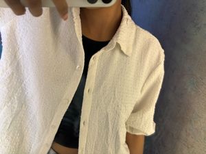 White textured button-down shirt