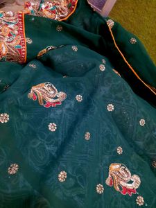 Enchanted Green Designer Saree With Intricate Emb.