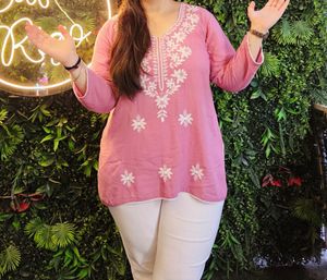 Pink Embroidered Kurta