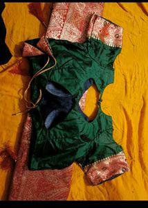 Pure silk banarsi saree with stitched blouse