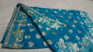 Heavy Fully  Work Blue Color Saree