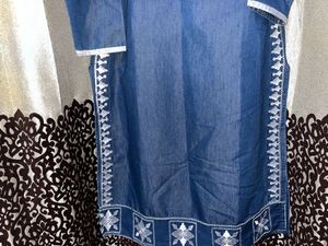 Denim Embroidered Kurta