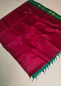 Green &amp;maroon Colour Pure Gadwal Saree