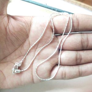 Pure Silver Tranding Thin Snack 🥨 Chain 16inch