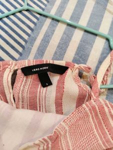 Pink Colour Vero Moda Cotton Striped Midi Dress