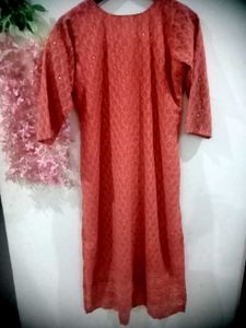 Branded Chickenkari Kurti With Attached Lining