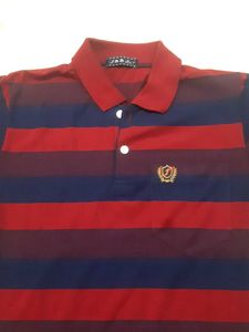 Striped Polo Shirt - Burgundy &amp; Navy