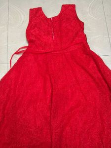 Beautiful Sparkling Red Net Gown for Functions