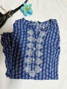 Blue Printed Tunic Top | Plus size with freebie