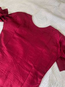 Elegant Maroon Embroidered Cotton Kurti