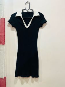 Black Ribbed Mini Dress