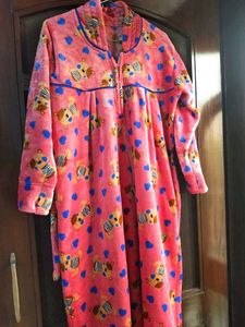 Fleece Cute Bear Print Nighty
