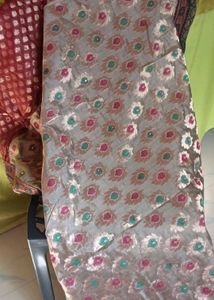 Designer Multicolour Silk With Handwork Touc