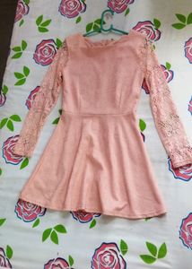 Korean pink lace dress
