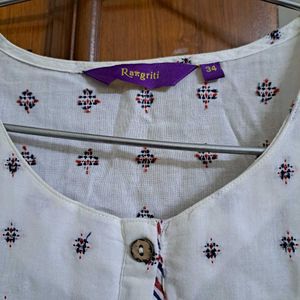 Rangriti White Printed Kurti