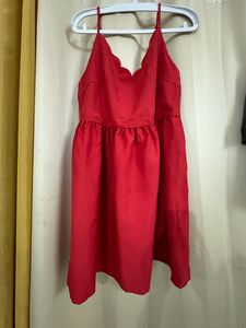 Sleevless Red Party Wear Knee Length Dress