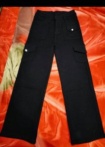 Wide Leg Black Cargo Pants