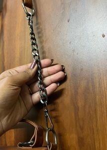 Brown Chain Attached Envelope Bag