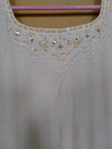 Beaded White Tank Top