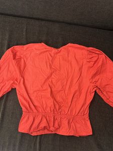 Coral Button-Down Blouse