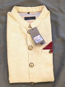 Printed Beige Nehru Jacket