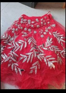 Red Crop top Lehnga