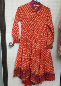 Biba Red Printed Anarkali Kurta