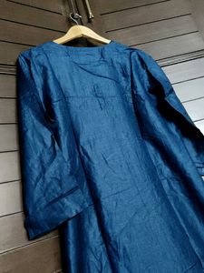 Fabindia Women Blue Pure Silk Kurta