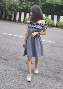 Gray Off-Shoulder Dress