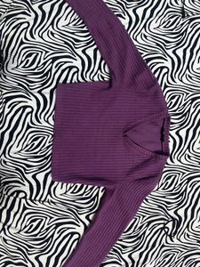 Purple V-Neck Crop Top