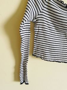 Striped Off-Shoulder Long Sleeve Top