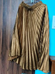 Bronze Satin Midi Skirt