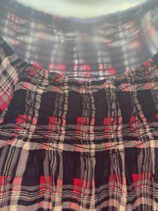 Plaid Flared Sleeve Top
