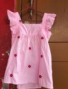 Pink Floral  Peplum Ruffle Sleeve Top
