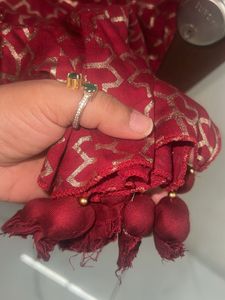 Maroon stole with Golden Print