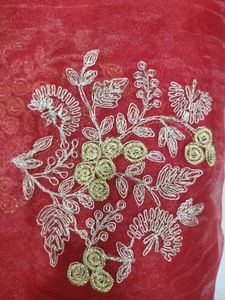 Red Embroidered Sari