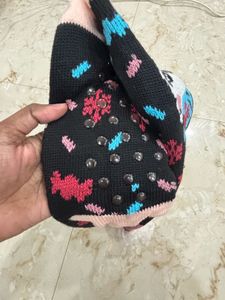 Black Woollen Socks With Furr Inside
