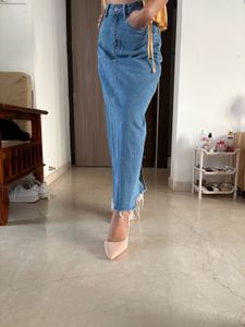denim long skirt