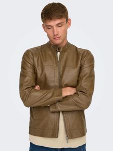 Stylish Brown Faux Leather Jacket