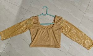 Lace Sleeve Crop Top Blouse